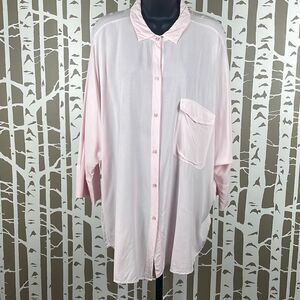 Anthropologie Sam & Lavi Pink Oversized Dolman Sleeve Button Up Shirt L